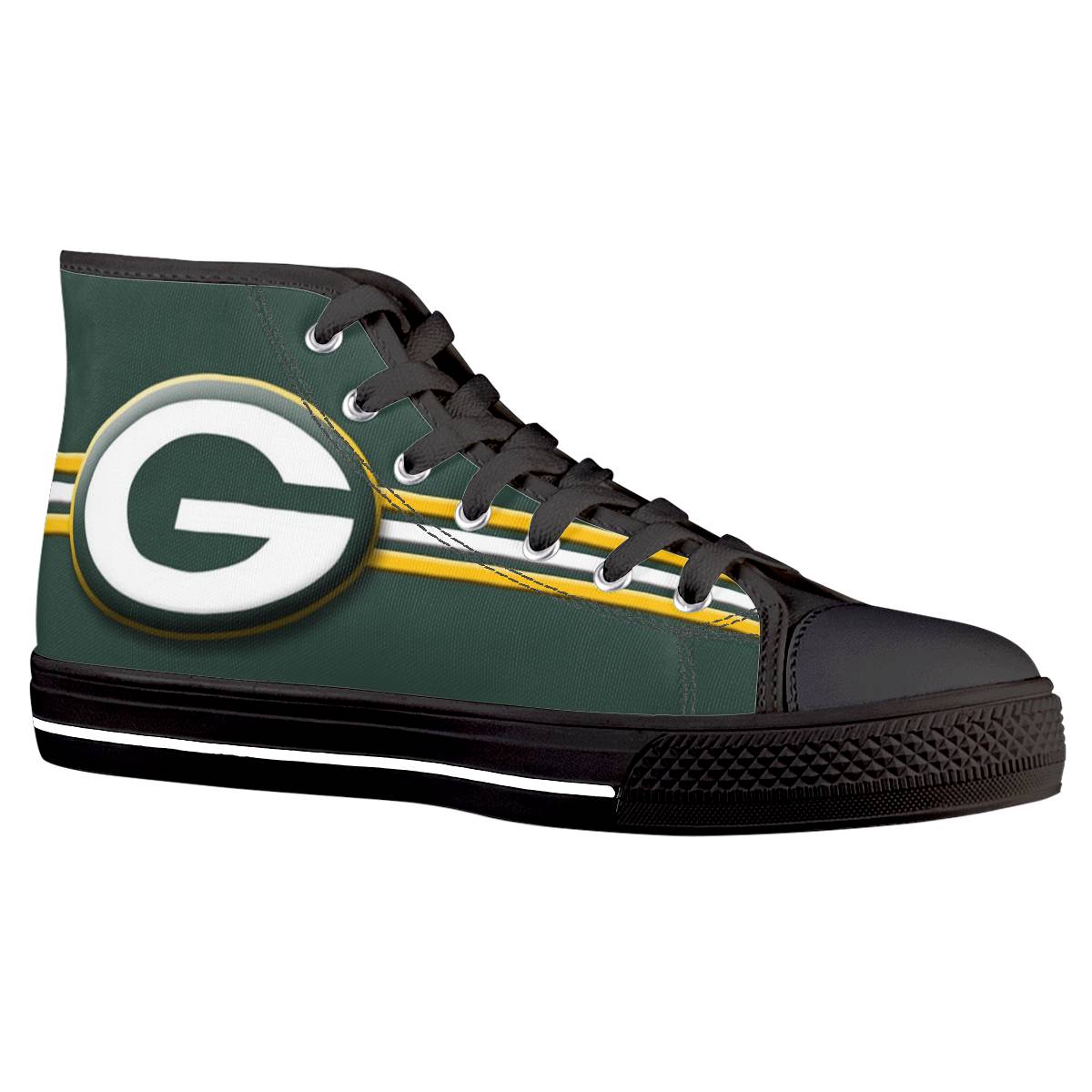 Women's Green Bay Packers High Top Canvas Sneakers 009